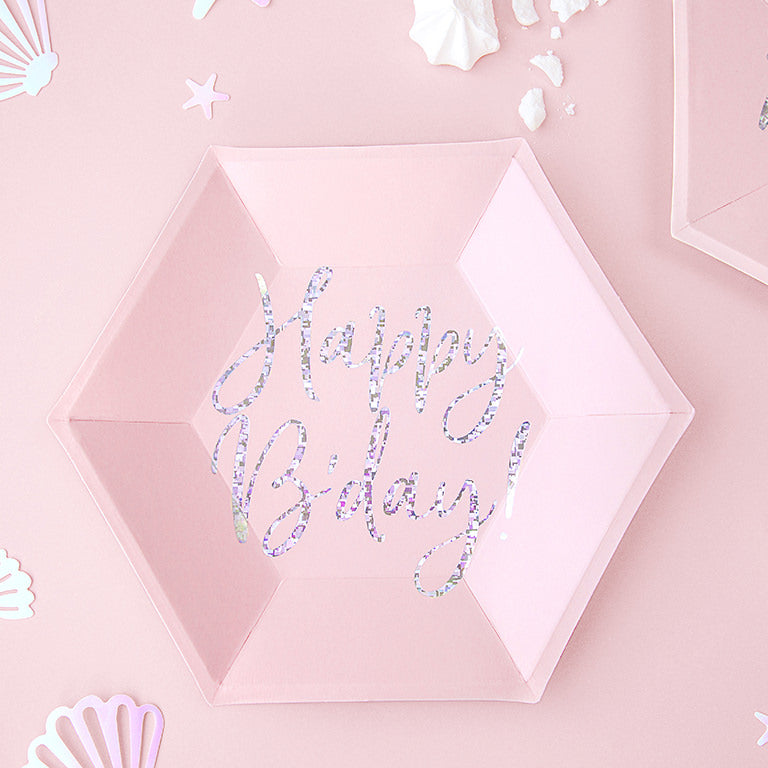 Platos Hexagonales "Happy Birthday" / Pack 6 uds