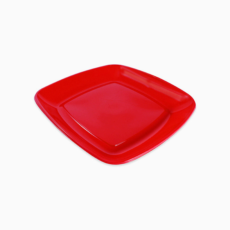 Plato Plástico Llano Cuadrado 30,5 x 30,5 cm Rojo