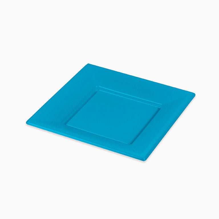 Plato Plástico Llano Cuadrado 17x 17 cm Azul